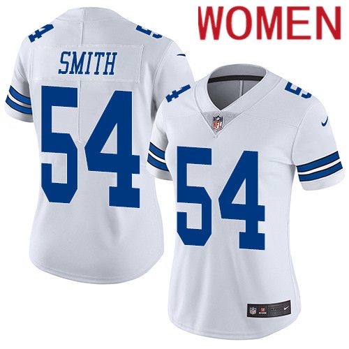Women Dallas Cowboys #54 Jaylon Smith Nike White Vapor Limited NFL Jersey->women nfl jersey->Women Jersey